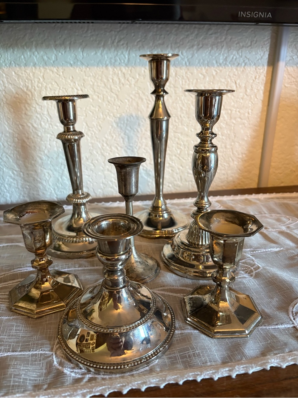 7 Silver Candle sticks- Vintage